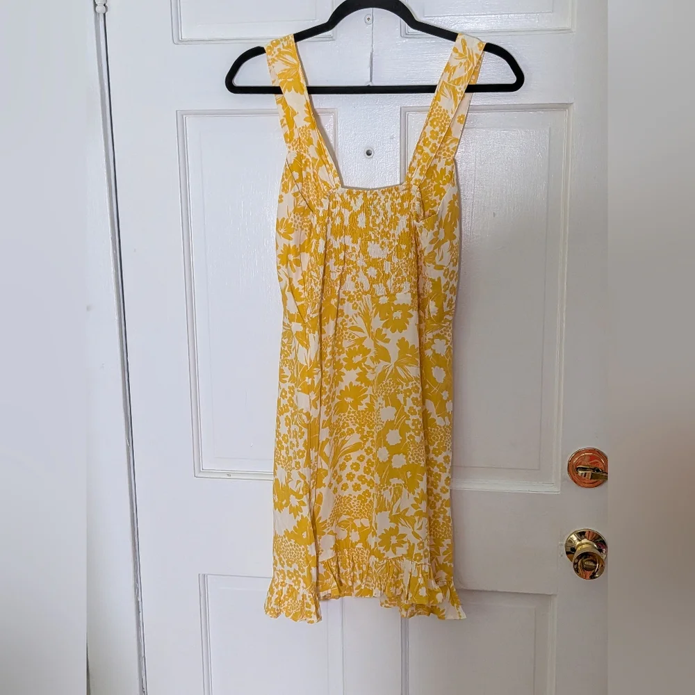 FAITHFULL THE BRAND Lou Lou Mini Dress Yellow Floral Jasmine Anthropologie Style - Picture 4 of 5
